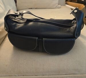 Maxx New York Dark Blue Leather Shoulder Bag, NWOT